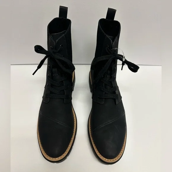 Tom's NEW Ionie Lace-Up Lug Sole Combat Boots Booties Zipper Black Size 12 - Picture 5 of 12